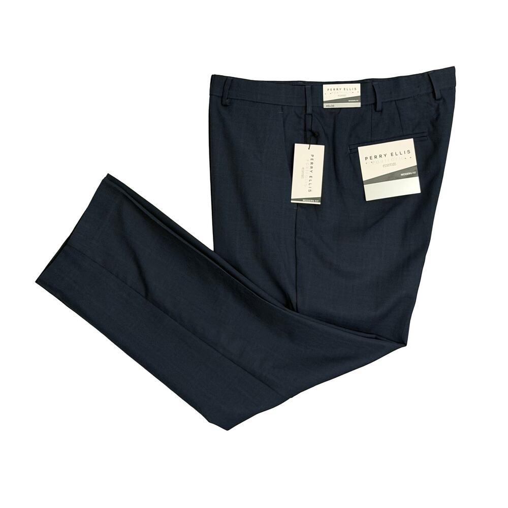 Perry Ellis Portfolio Pants Men's 40"x30" Dress Pants Modern Fit Indigo NEW